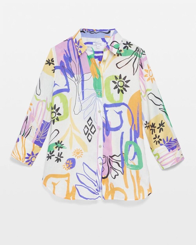No Iron Linen Surreal 3/4 Sleeve Shirt - image 5